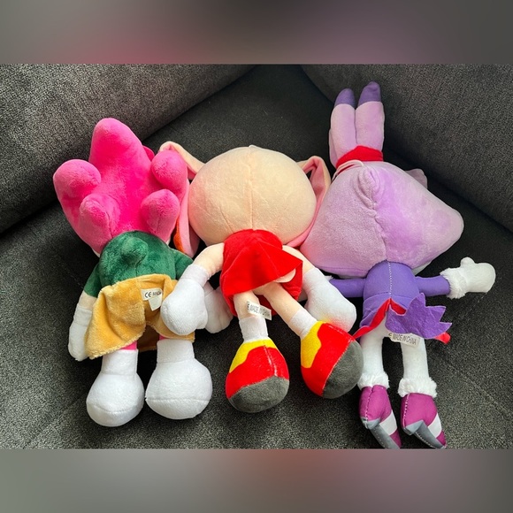 Lot Of 3 Unbranded Plush Hedgehog, “Cat Purple, Pink Amy, Rabbit” Made In China - Picture 4 of 10